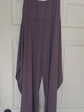 Wide-Leg Jumpsuit Pants in Dusty Mauve